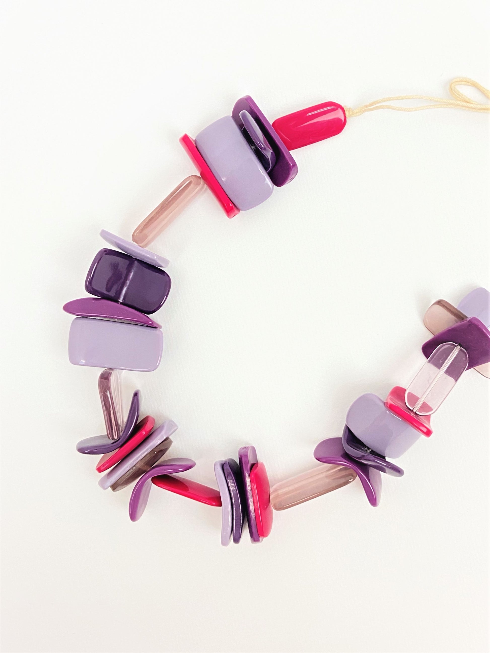 Enigma Hyacinth Mixed Bead Necklace by Stage Jewellery with multicolour beads in violet and pink tones