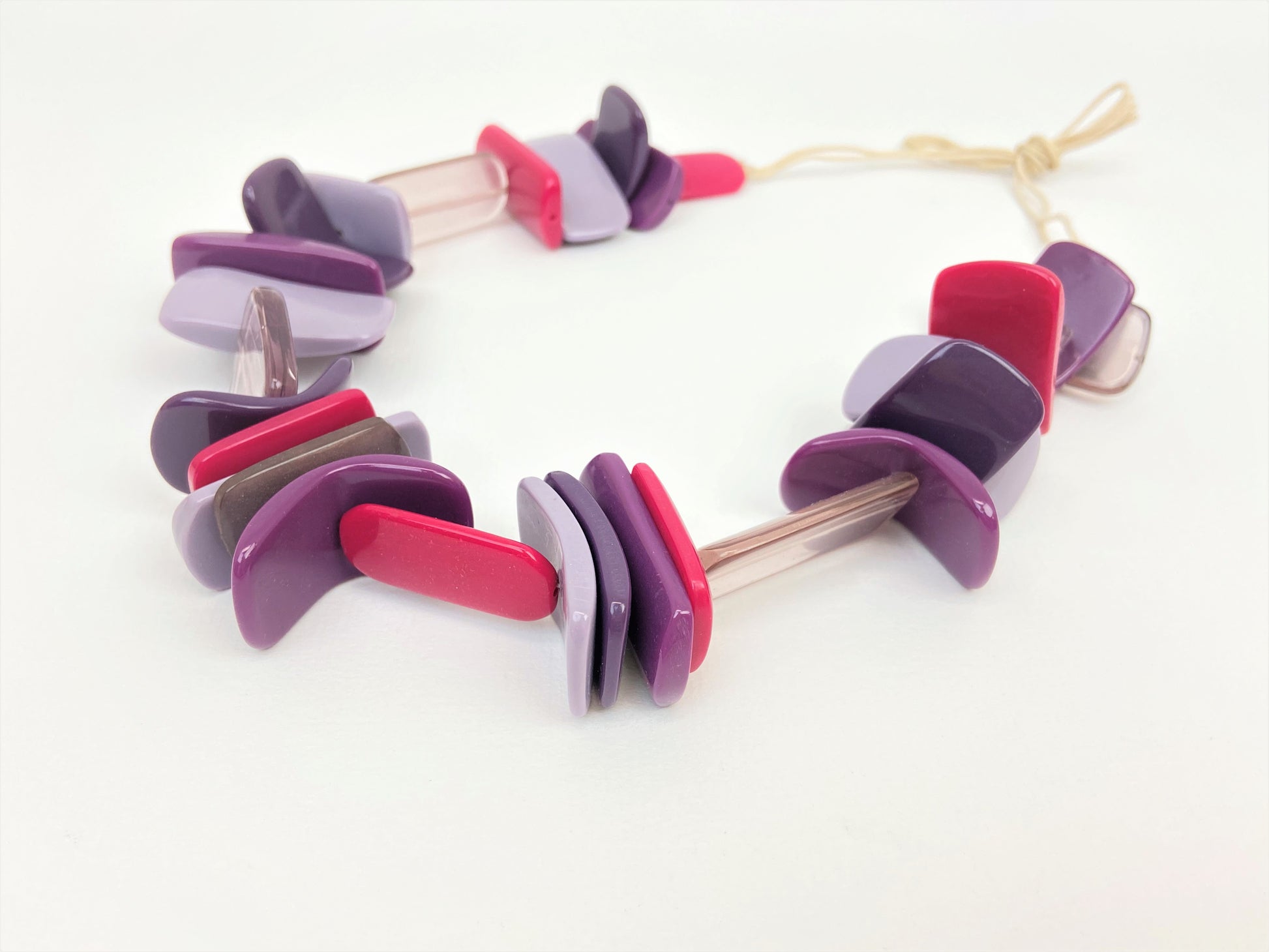Enigma Hyacinth Mixed Bead Necklace by Stage Jewellery with multicolour beads in violet and pink tones