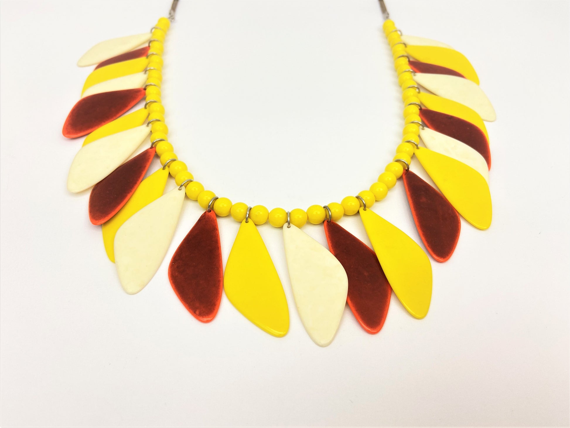 Remex Zahara Mixed Bead Necklace by Stage Jewellery with brown yellow tones in feathering fashion style