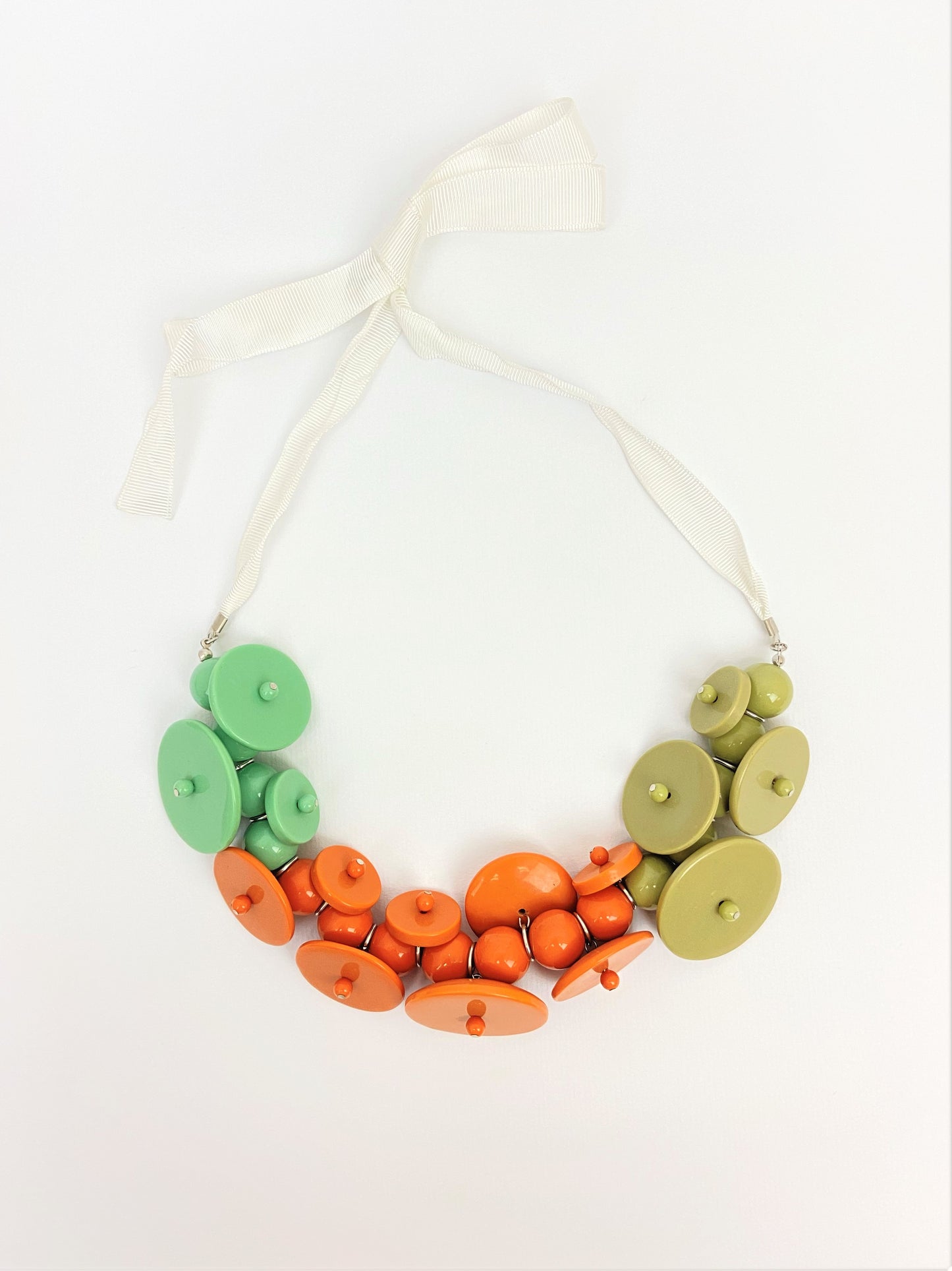 Otta Terese Mixed Bead Necklace by Stage Jewellery with unique beads in green orange tones