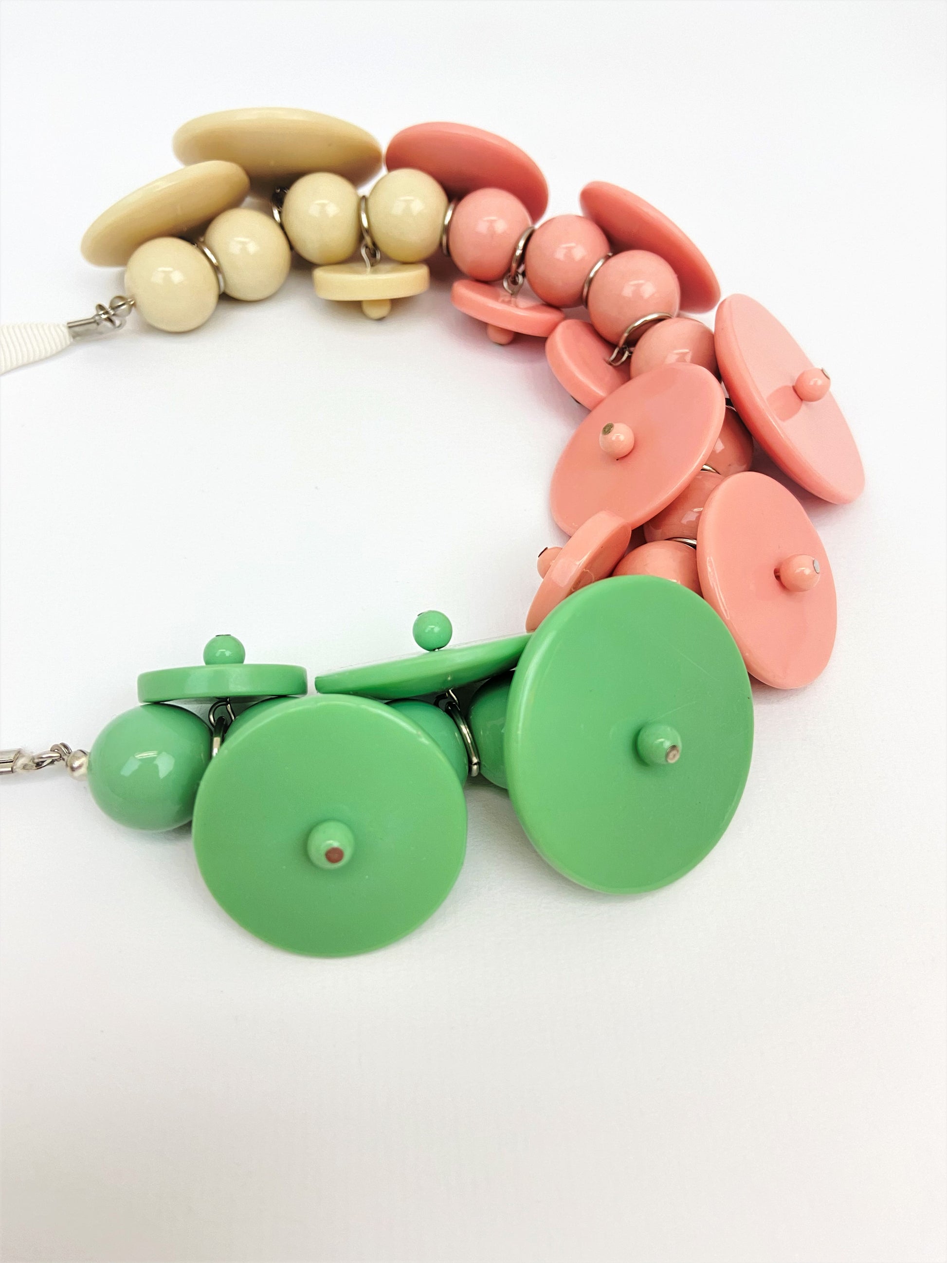 Otta Selma Mixed Bead Necklace by Stage Jewellery with unique beads in green pink pale tones
