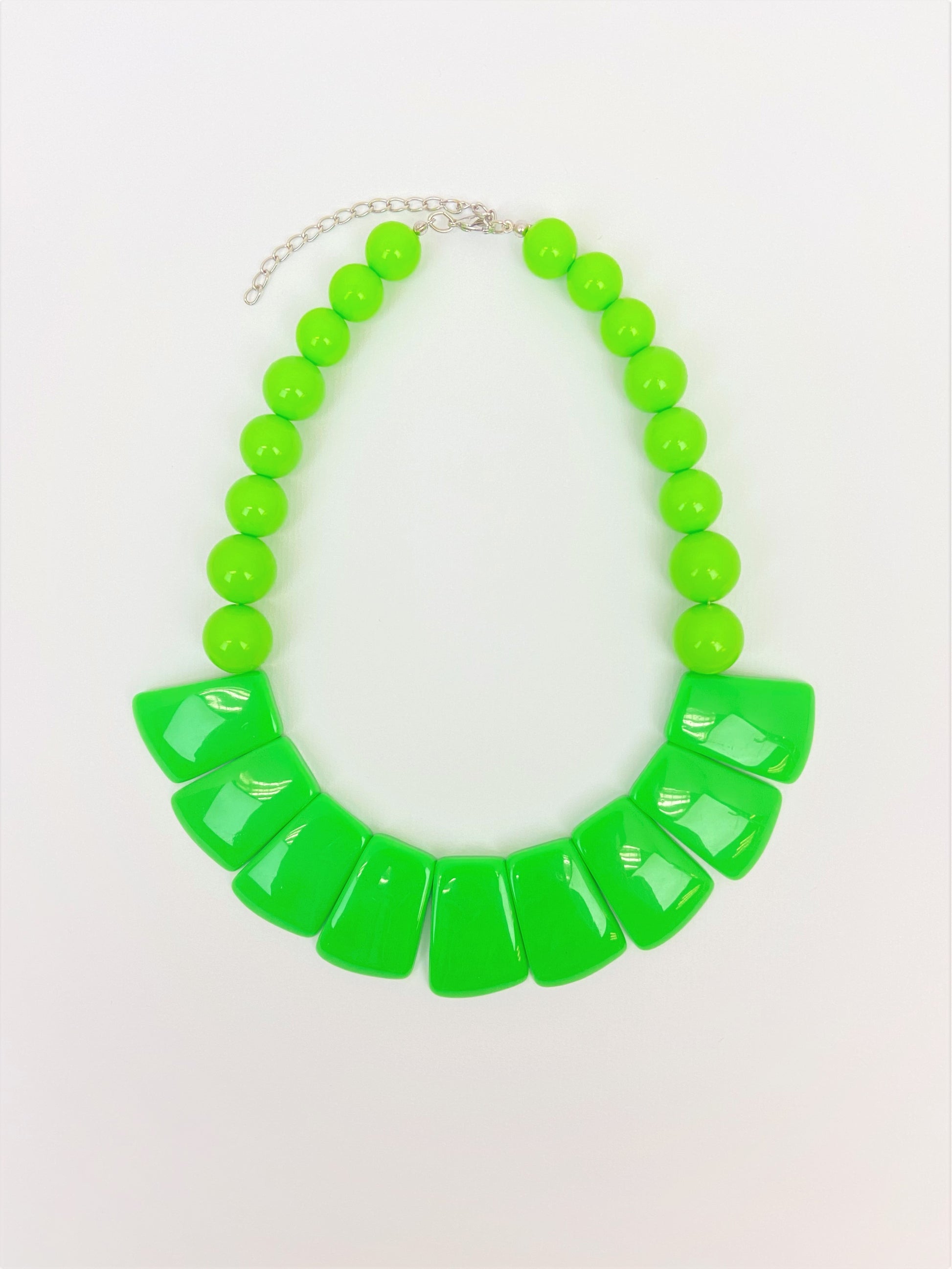 Leora Verdell Mixed Bead Necklace by Stage Jewellery with neon green tone in bold fashion style
