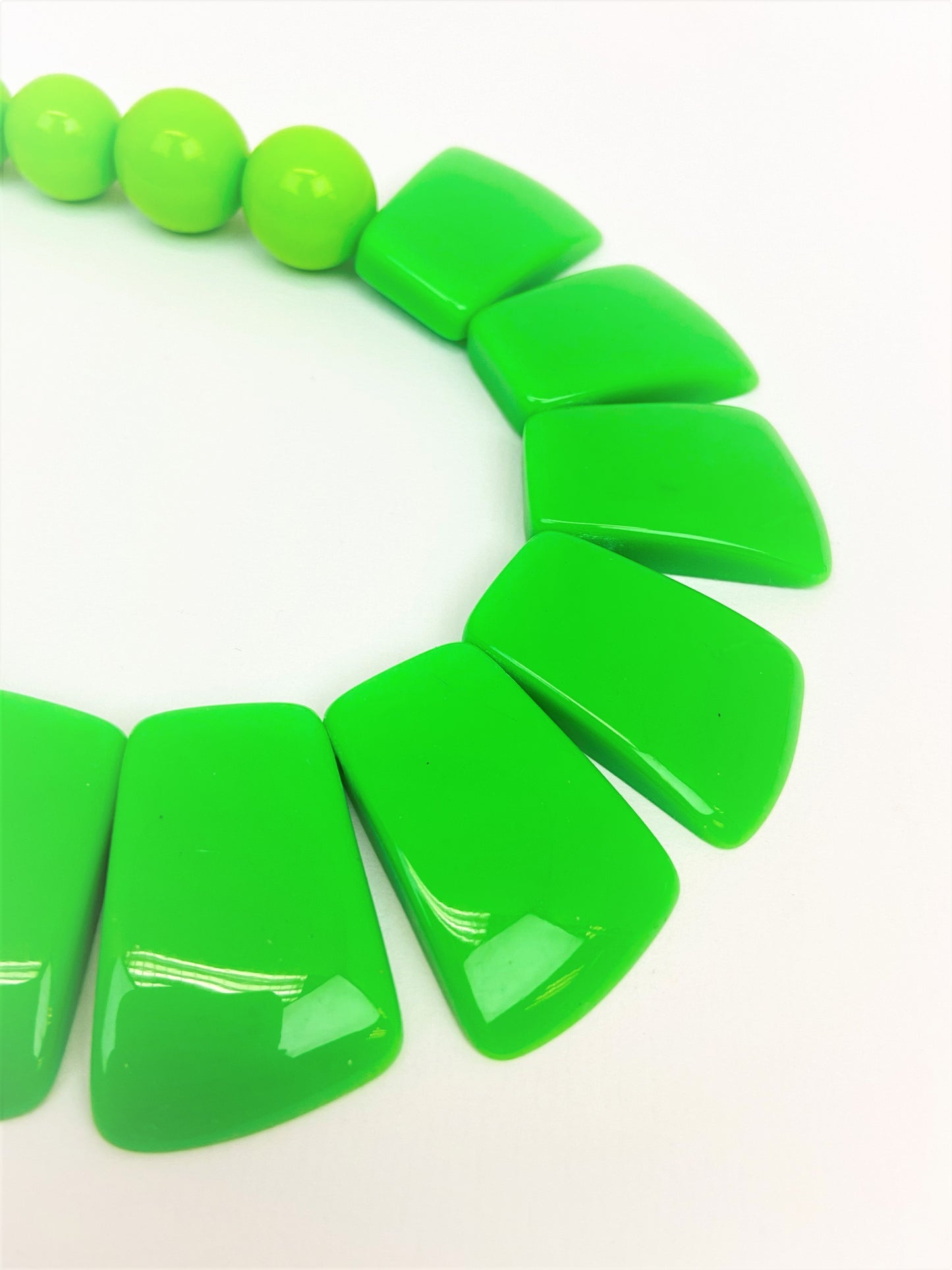 Leora Verdell Mixed Bead Necklace by Stage Jewellery with neon green tone in bold fashion style