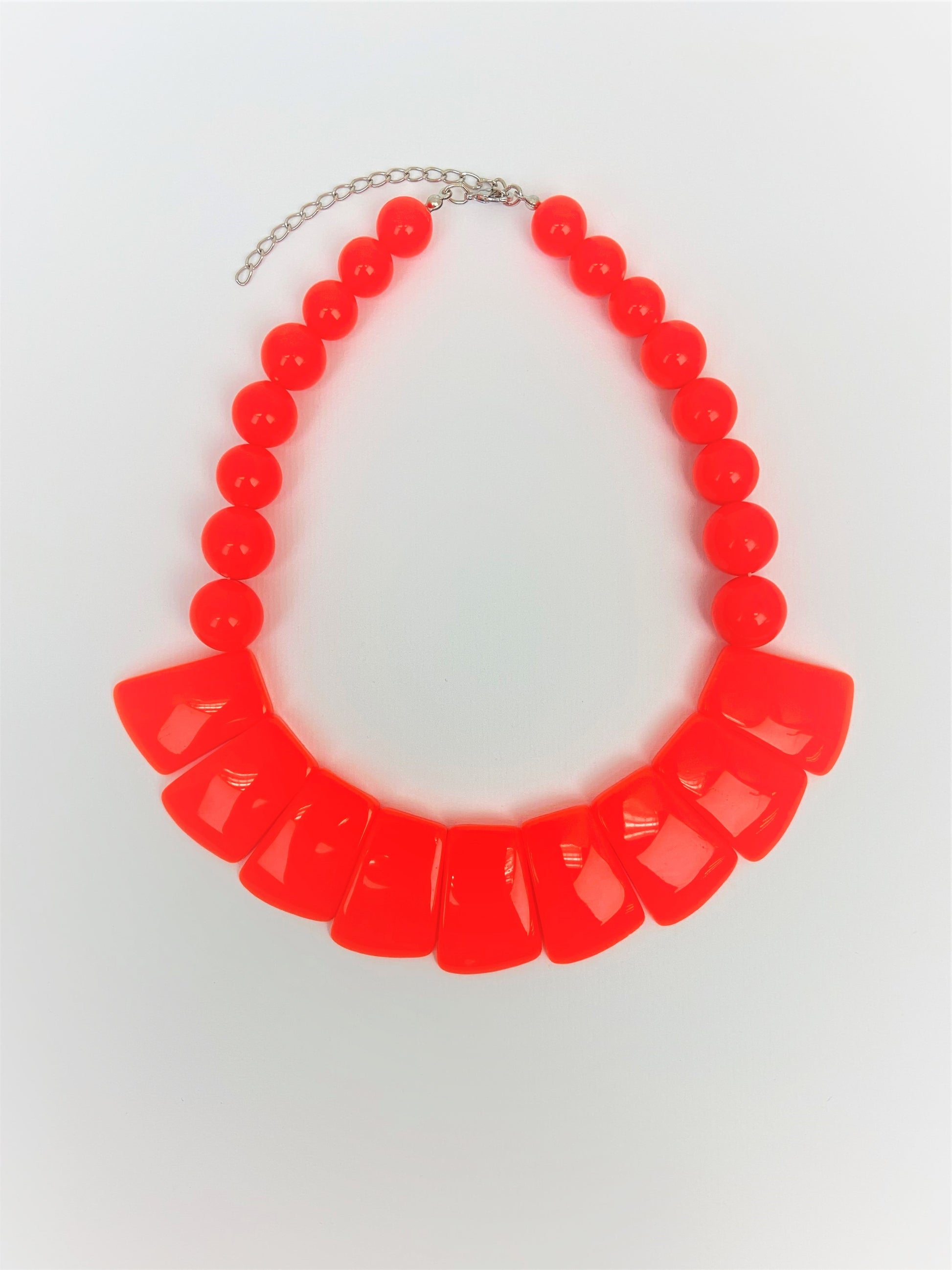 Leora Blaze Mixed Bead Necklace by Stage Jewellery with neon red tone in bold fashion style