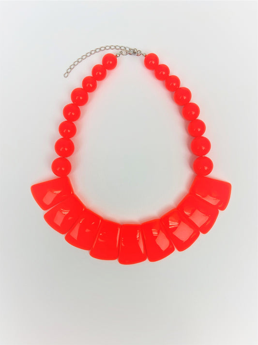 Leora Blaze Mixed Bead Necklace by Stage Jewellery with neon red tone in bold fashion style