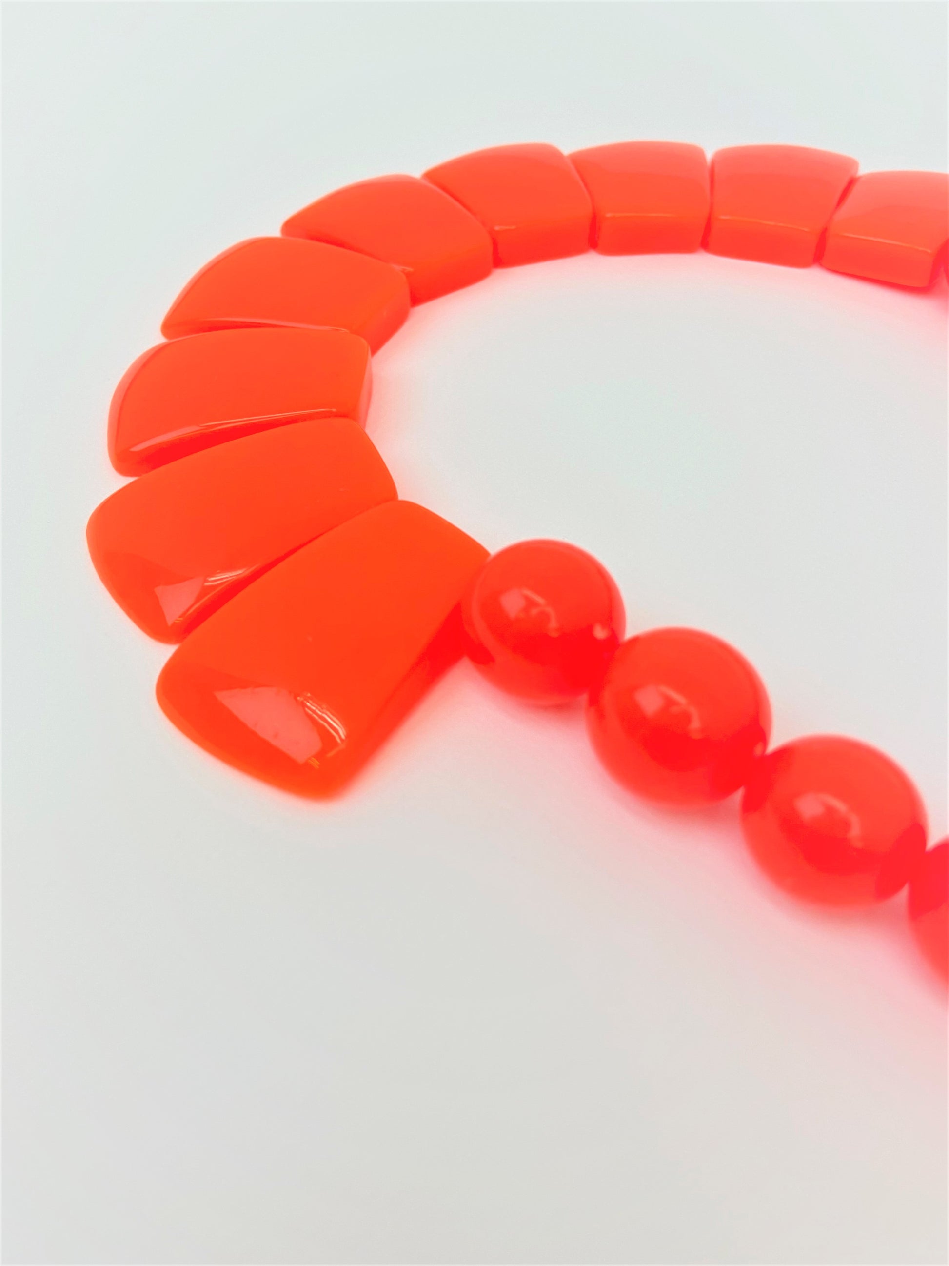 Leora Blaze Mixed Bead Necklace by Stage Jewellery with neon red tone in bold fashion style