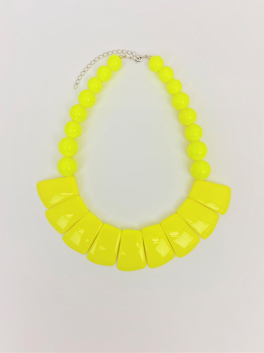 Leora Aelia Mixed Bead Necklace by Stage Jewellery with neon yellow tone in bold fashion style