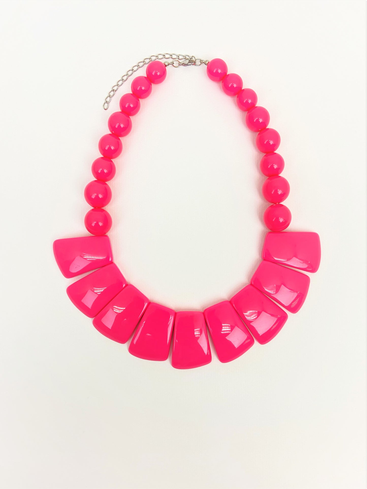 Leora Roseo Mixed Bead Necklace by Stage Jewellery with neon pink tone in bold fashion style