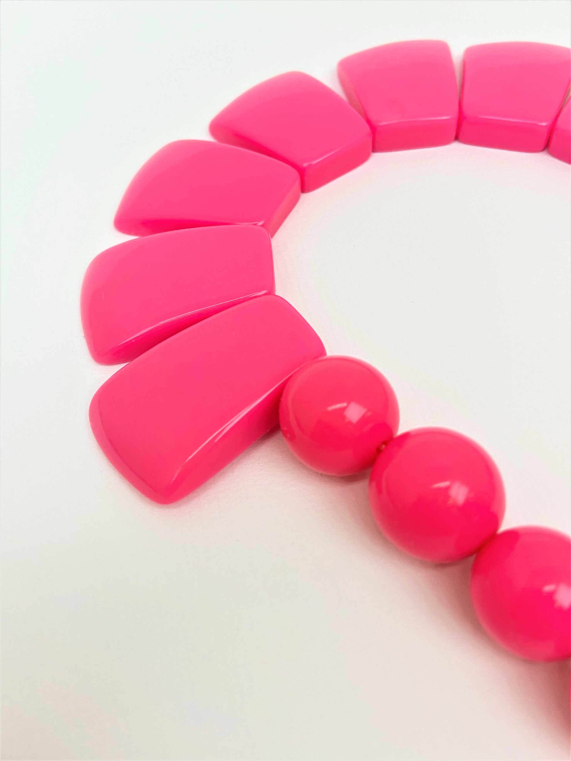 Leora Roseo Mixed Bead Necklace by Stage Jewellery with neon pink tone in bold fashion style