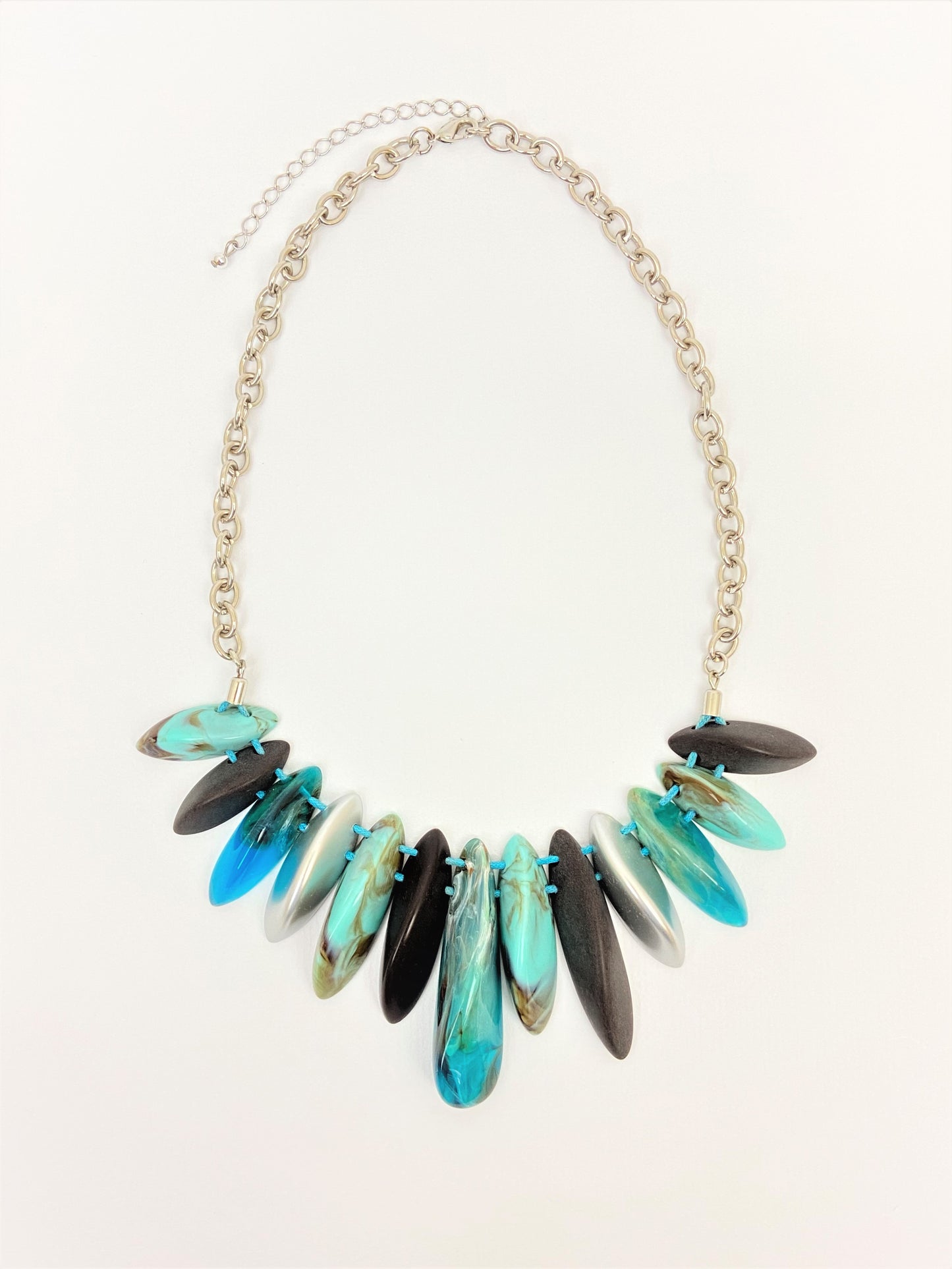 Onila Aquanette Mixed Bead Necklace by Stage Jewellery in cyan blue tones with unique beads