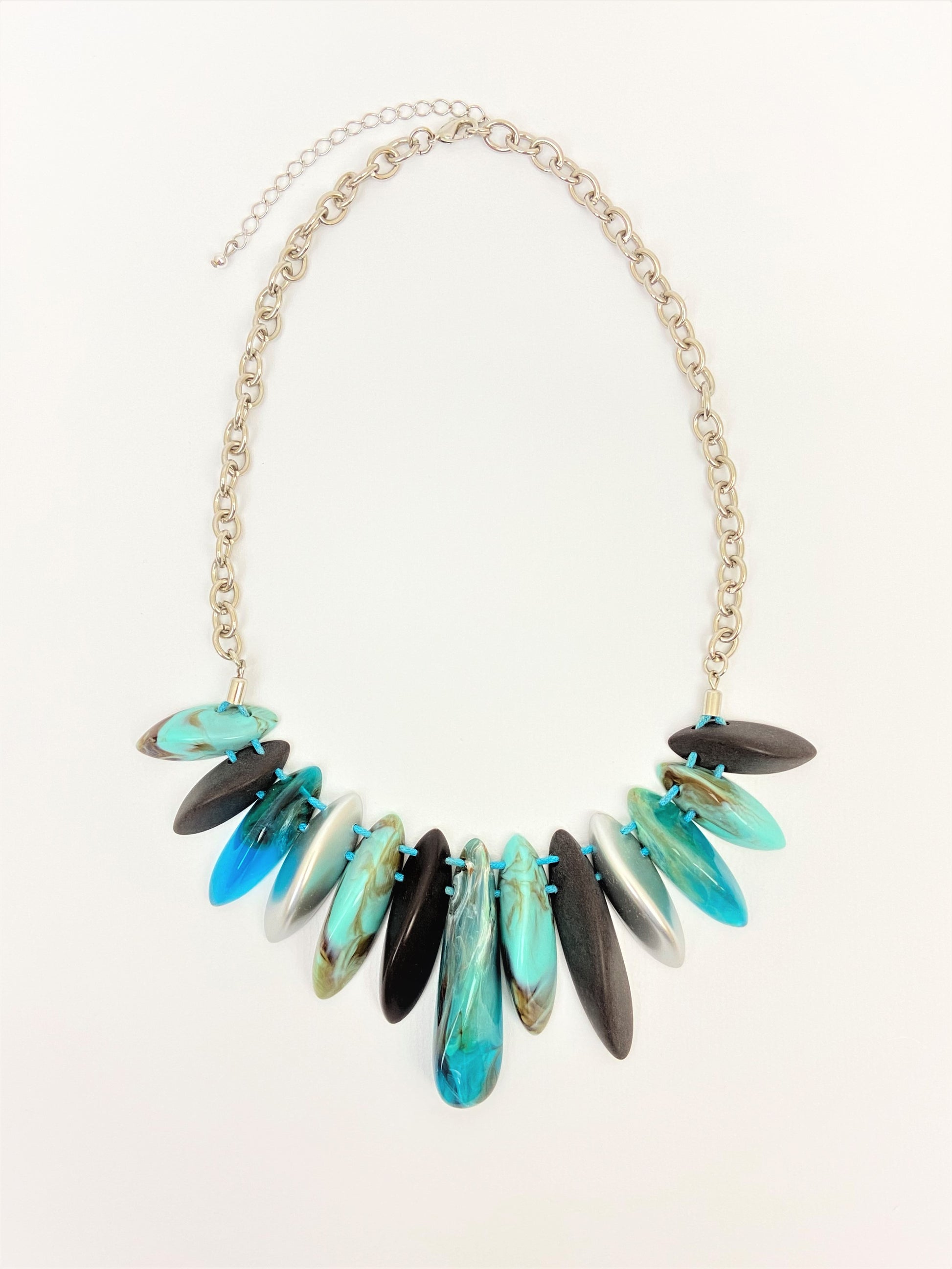 Onila Aquanette Mixed Bead Necklace by Stage Jewellery in cyan blue tones with unique beads