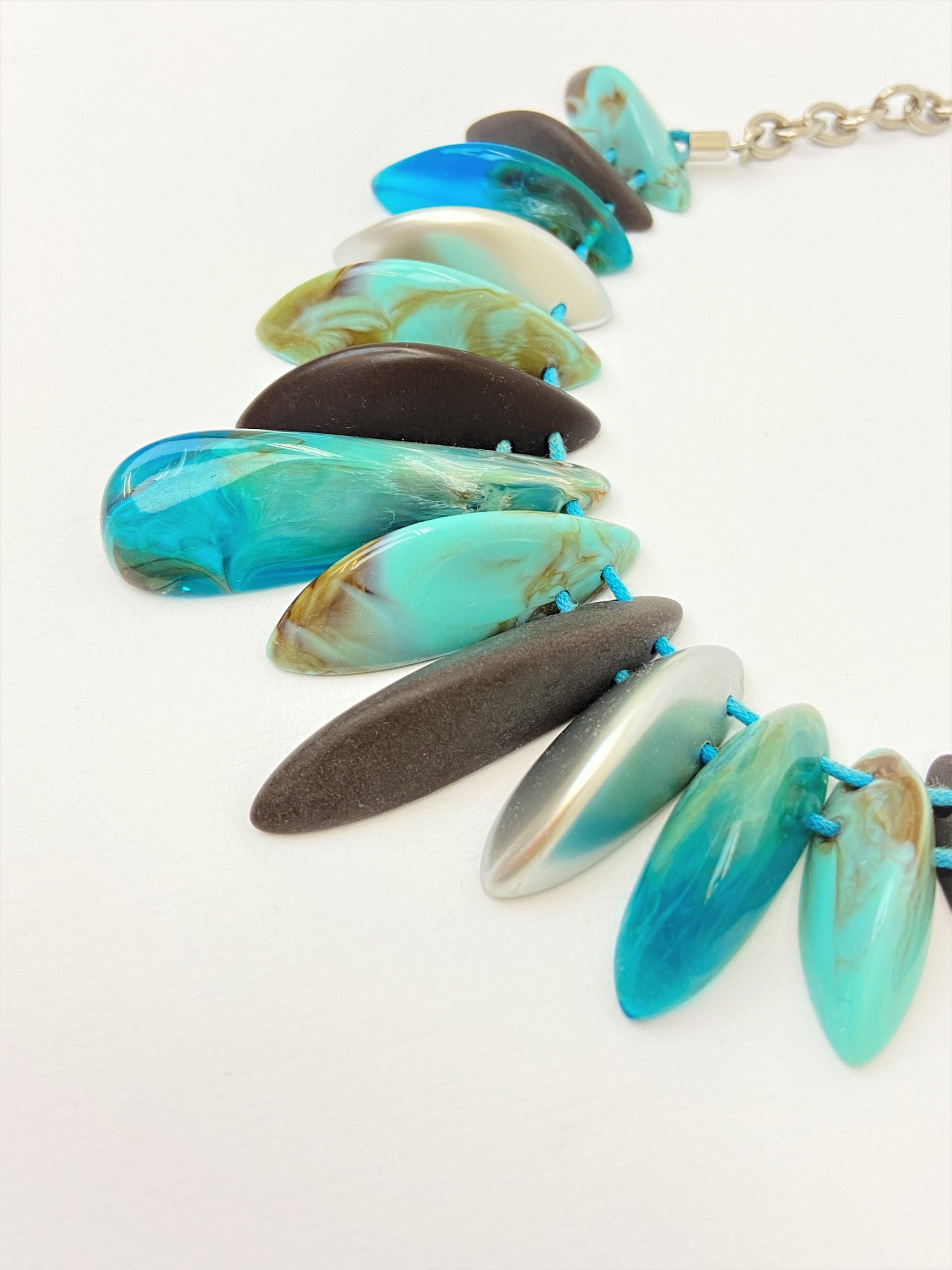 Onila Aquanette Mixed Bead Necklace by Stage Jewellery in cyan blue tones with unique beads